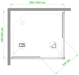 Душевой уголок Royal Bath HPD 100x90см чёрный RB9100HPD-T-BL